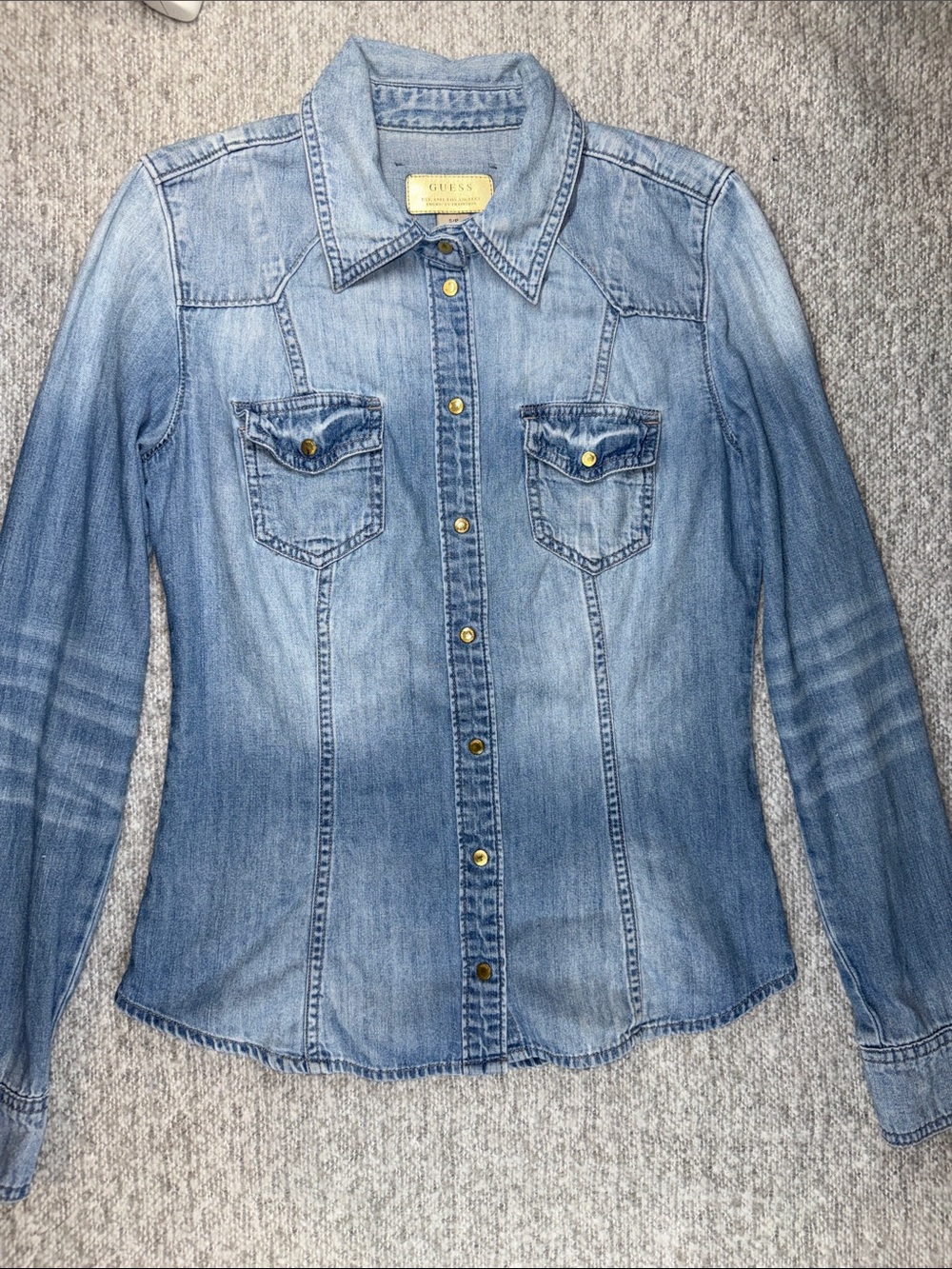 Guess Western Denim Shirt Light Wash Size S